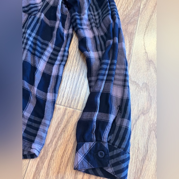 Anthropologie Cloth & Stone Womens Large Plaid Flannel Pullover Blue Lavender - Picture 5 of 9